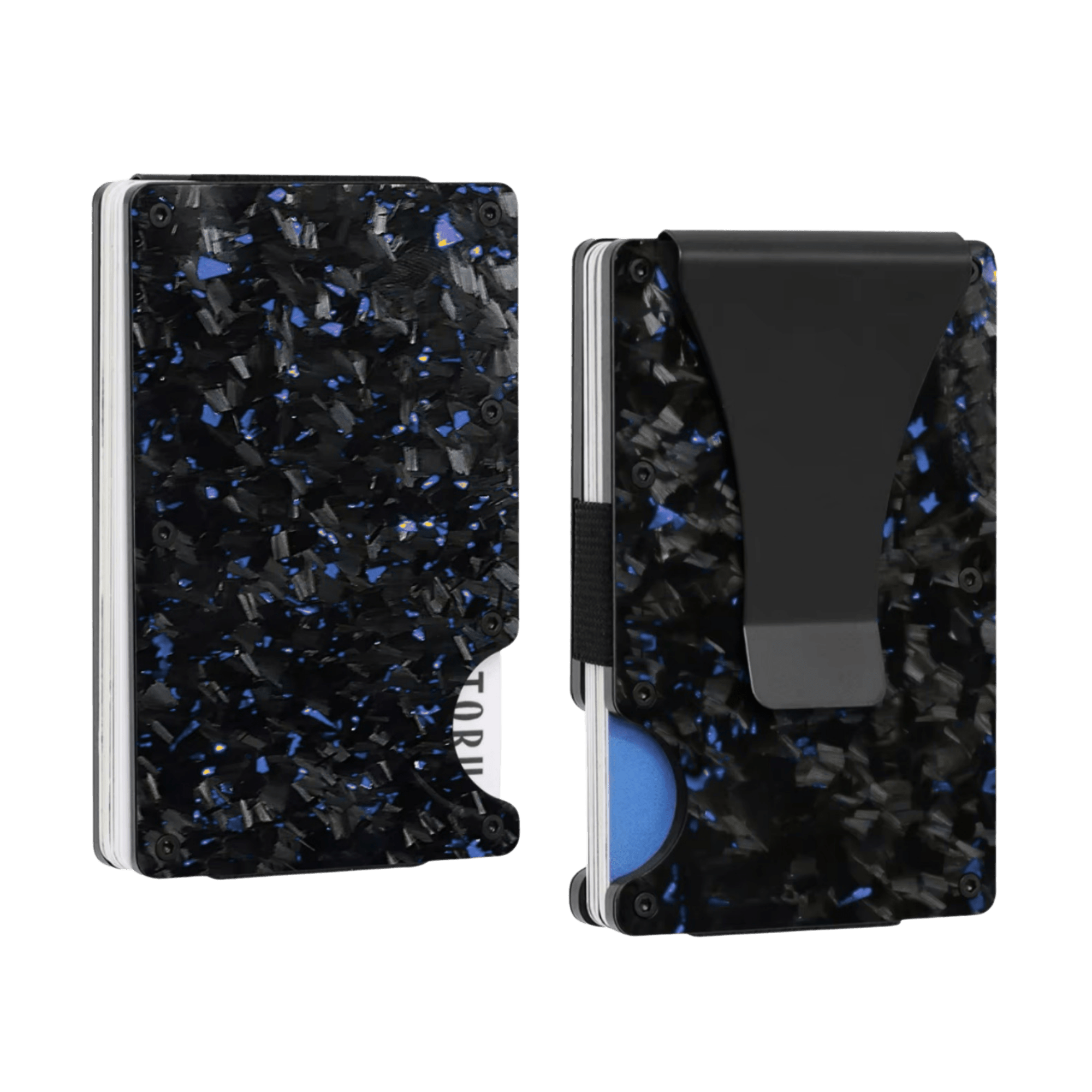 Forged Carbon Fiber Card Holder | Blue Fragment - Pristine Carbon