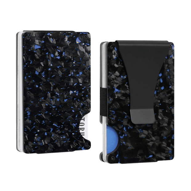 Forged Carbon Fiber Card Holder | Blue Fragment - Pristine Carbon