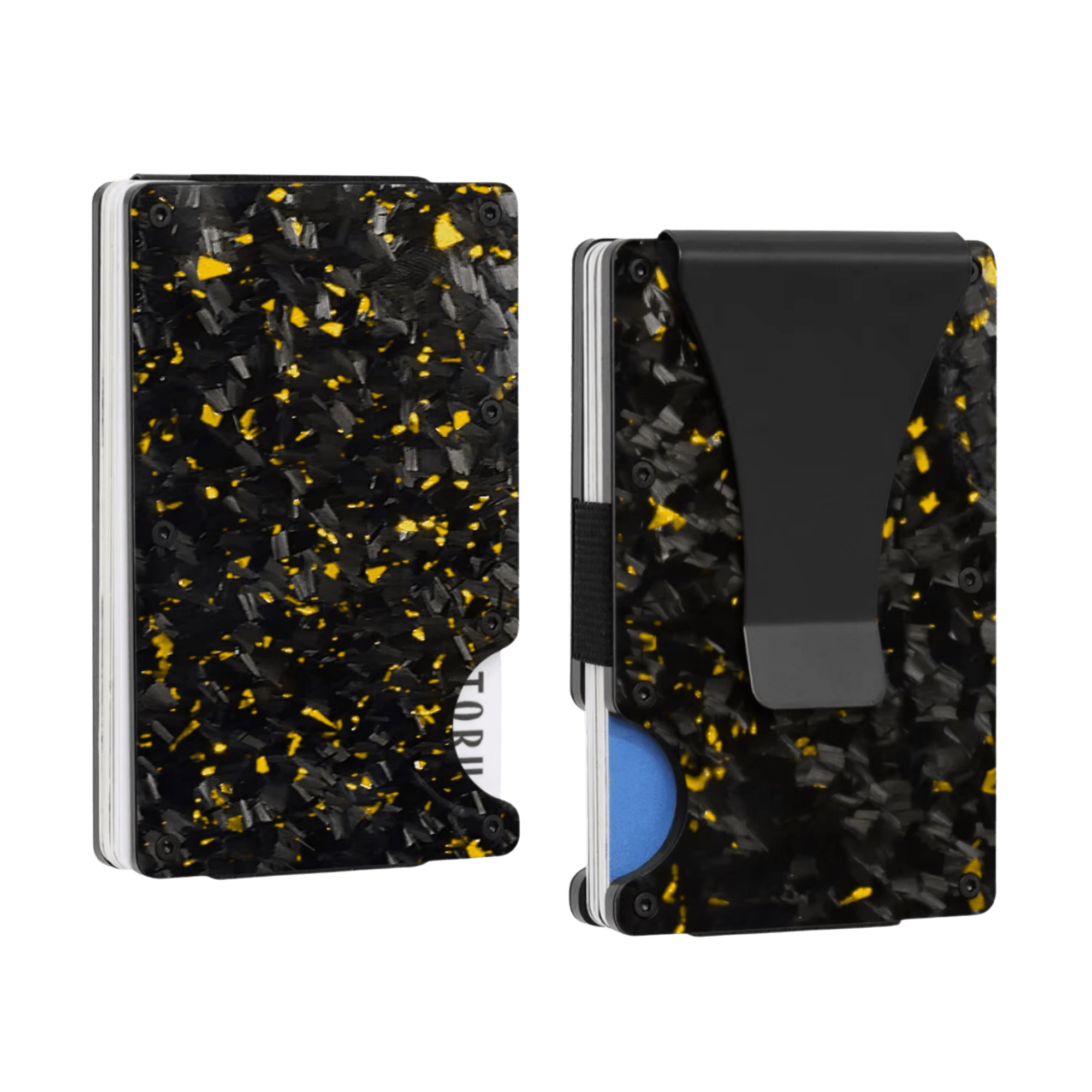Forged Carbon Fiber Card Holder | Gold Fragment - Pristine Carbon