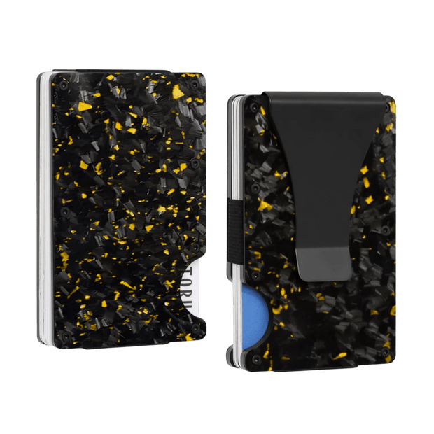 Forged Carbon Fiber Card Holder | Gold Fragment - Pristine Carbon