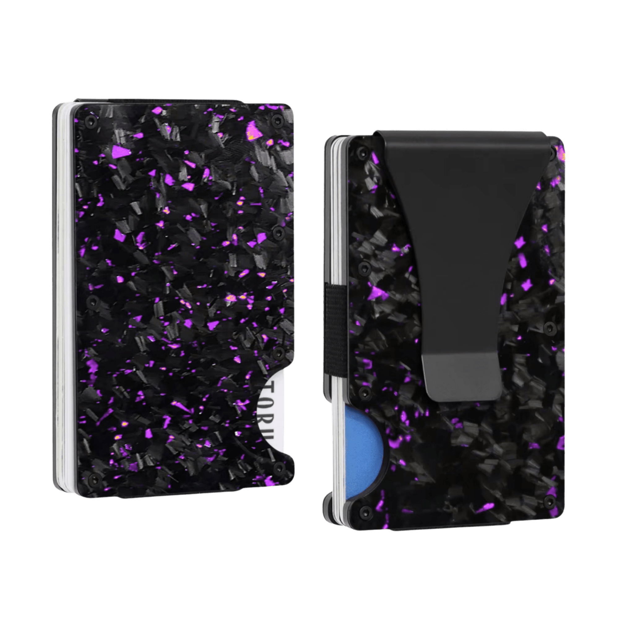 Forged Carbon Fiber Card Holder | Purple Fragment - Pristine Carbon