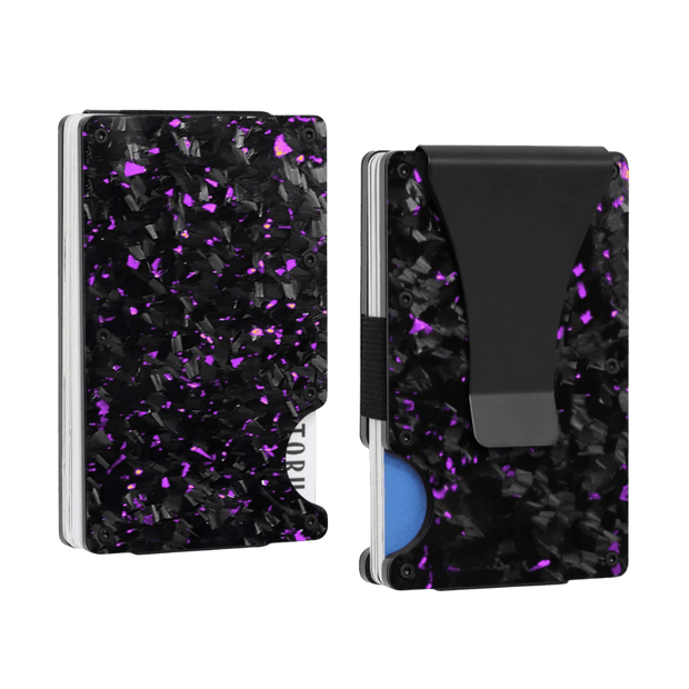 Forged Carbon Fiber Card Holder | Purple Fragment - Pristine Carbon