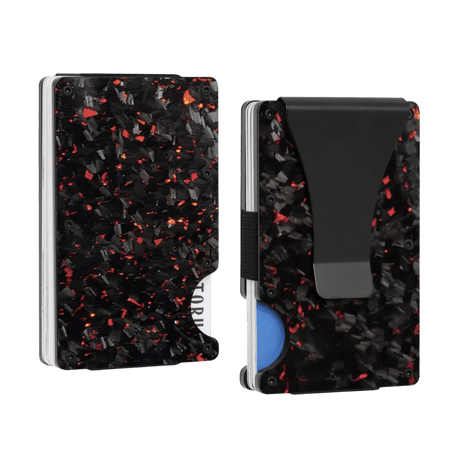Forged Carbon Fiber Card Holder | Red Fragment - Pristine Carbon
