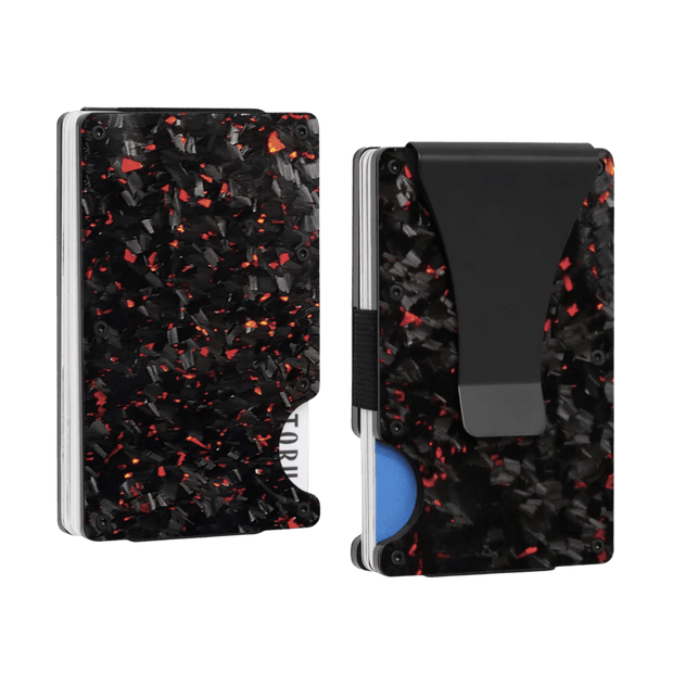Forged Carbon Fiber Card Holder | Red Fragment - Pristine Carbon