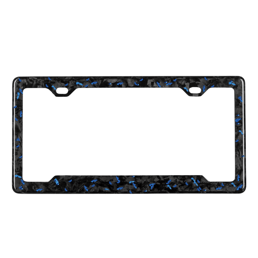 Forged Carbon Fiber License Plate Frame | Blue Fragment - Pristine Carbon