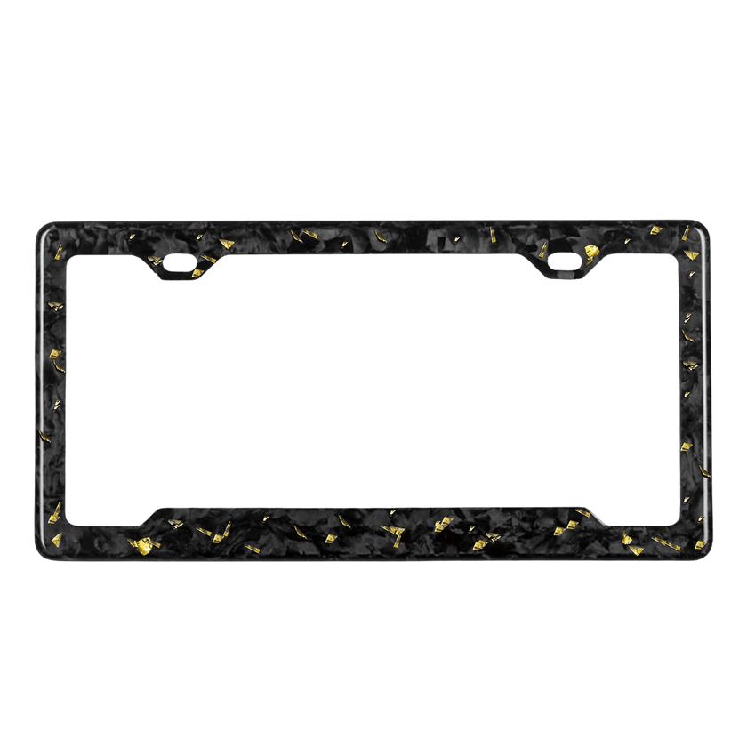 Forged Carbon Fiber License Plate Frame | Gold Fragment - Pristine Carbon