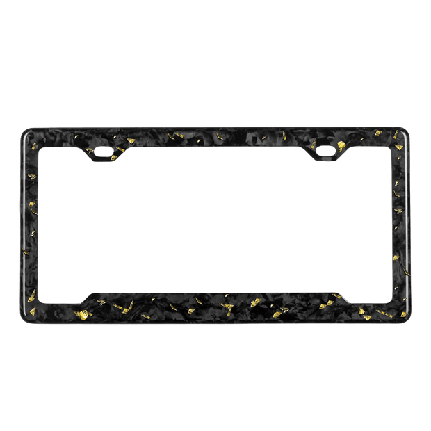 Forged Carbon Fiber License Plate Frame | Gold Fragment - Pristine Carbon