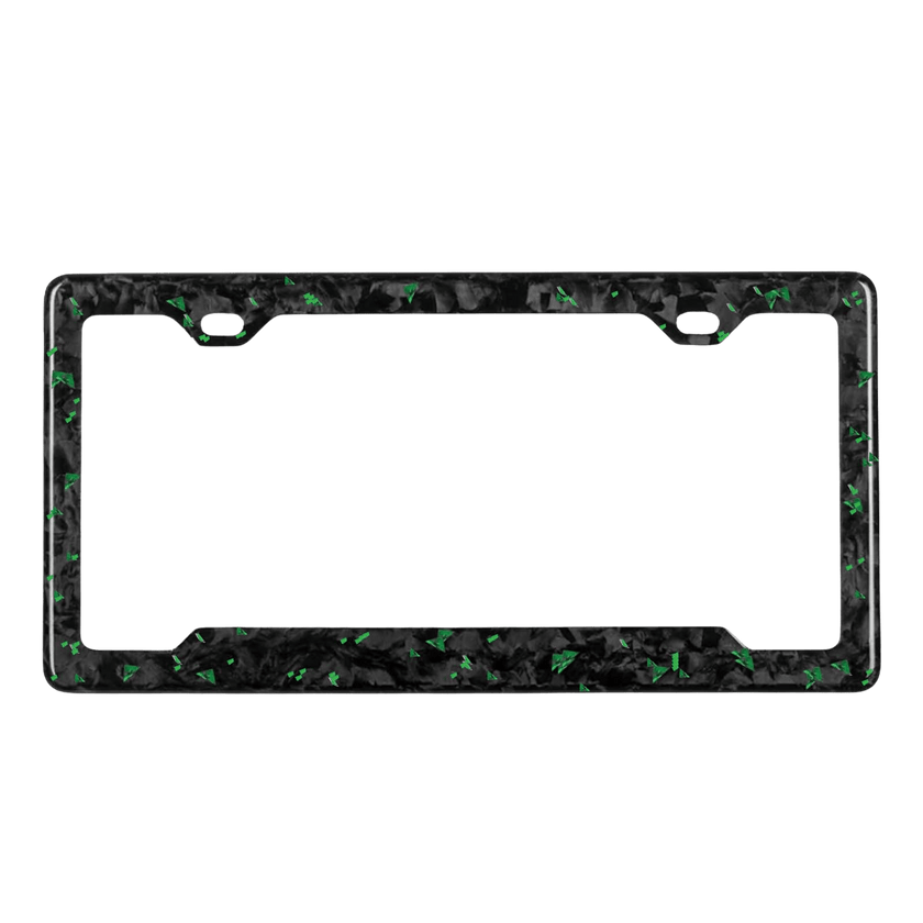 Forged Carbon Fiber License Plate Frame | Green Fragment - Pristine Carbon