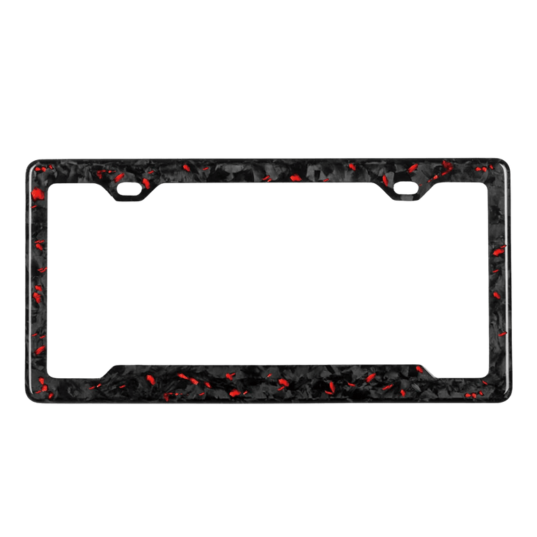 Forged Carbon Fiber License Plate Frame | Red Fragment - Pristine Carbon