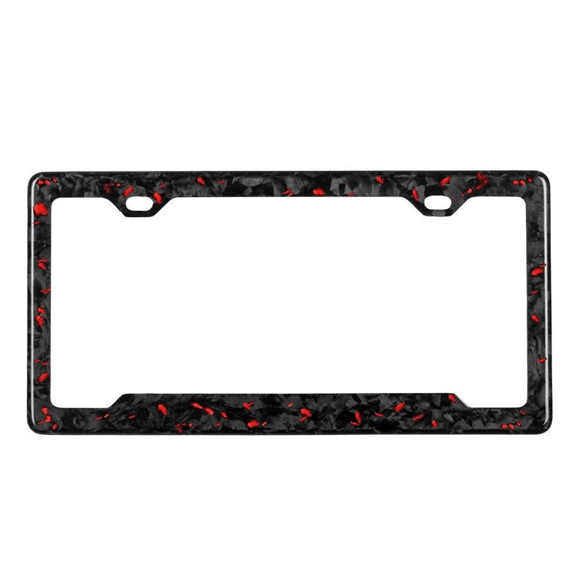 Forged Carbon Fiber License Plate Frame | Red Fragment - Pristine Carbon