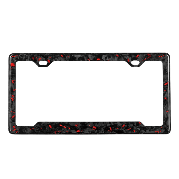 Forged Carbon Fiber License Plate Frame | Red Fragment - Pristine Carbon