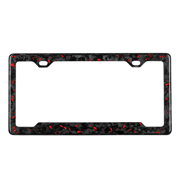 Forged Carbon Fiber License Plate Frame | Red Fragment - Pristine Carbon