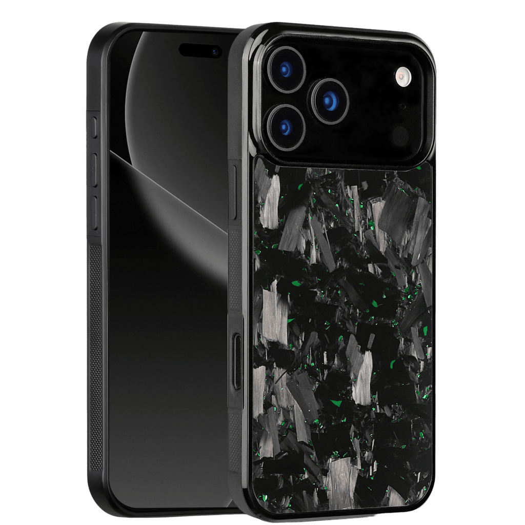 Forged Carbon iPhone Case – Green Fragment Large | Forge Series V1 - Pristine Carbon