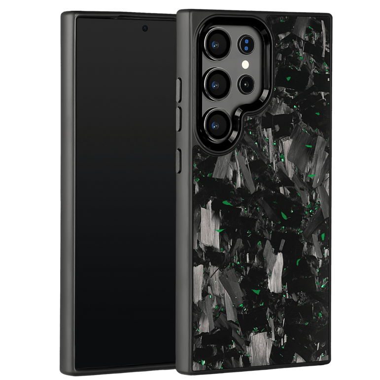 Forged Carbon Samsung Case – Green Fragment Large | Forge Series - Pristine Carbon