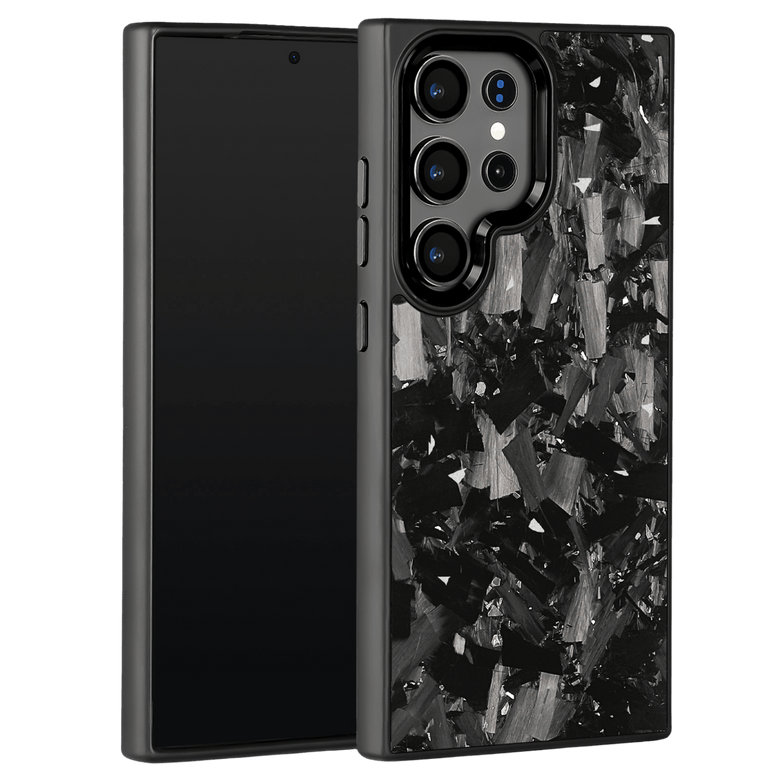 Forged Carbon Samsung Case – Silver Fragment Large | Forge Series - Pristine Carbon