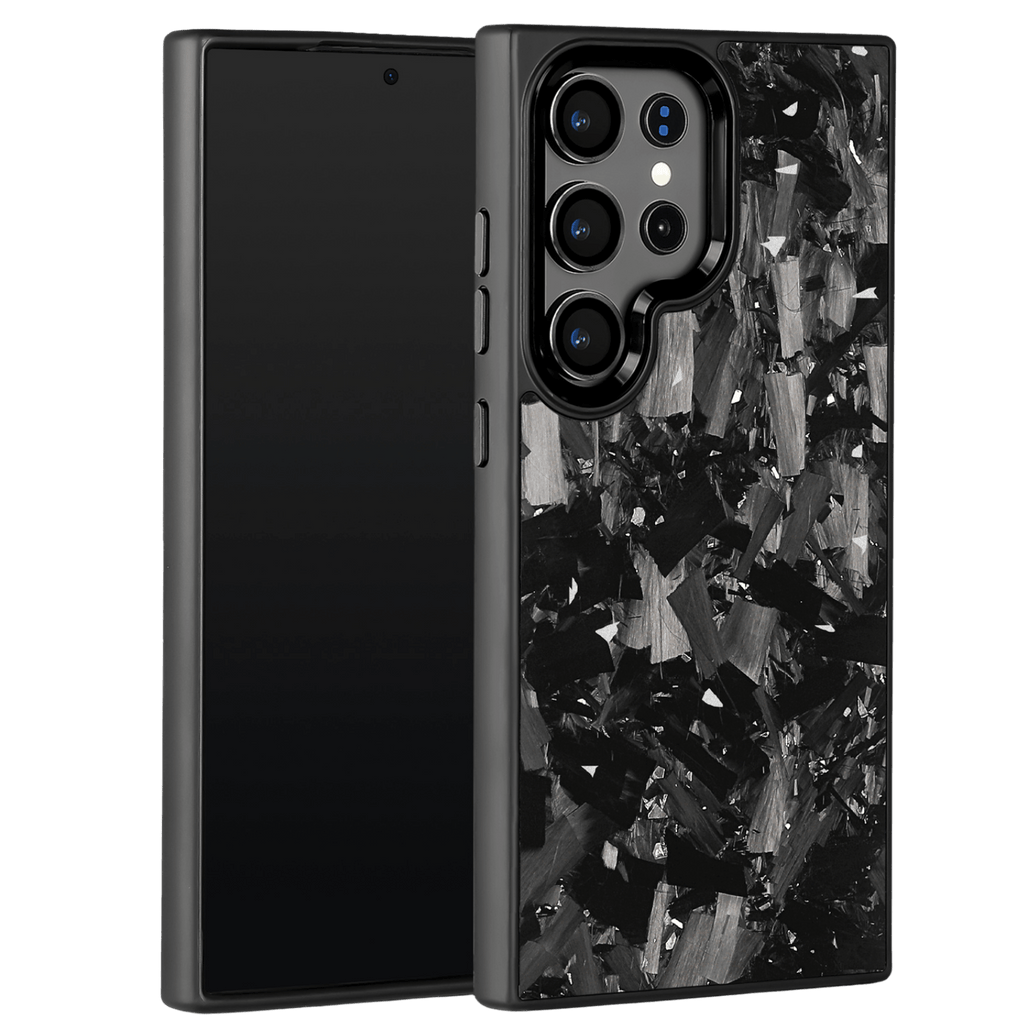 Forged Carbon Samsung Case – Silver Fragment Large | Forge Series - Pristine Carbon