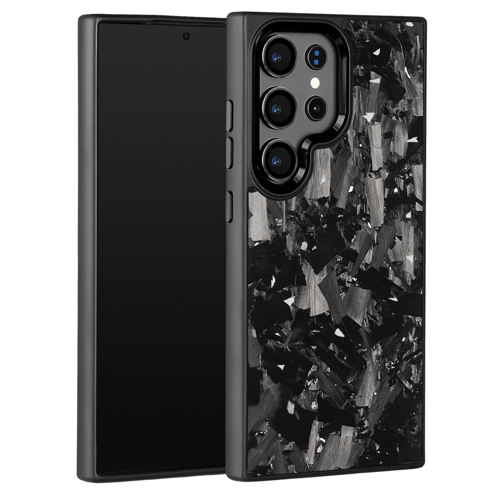 Forged Carbon Samsung Case – Silver Fragment Large | Forge Series - Pristine Carbon