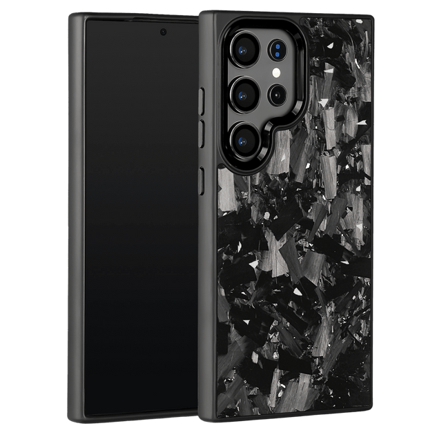 Forged Carbon Samsung Case – Silver Fragment Large | Forge Series - Pristine Carbon