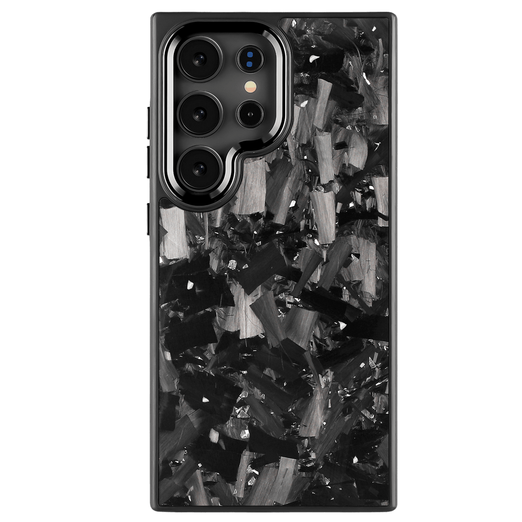 Forged Carbon Samsung Case – Silver Fragment Large | Forge Series - Pristine Carbon